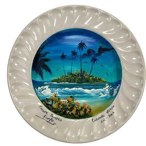 Santa Anita Ceramic Finger Painted Hand Painted Cozumel Mexico Souvenir Plate Ri